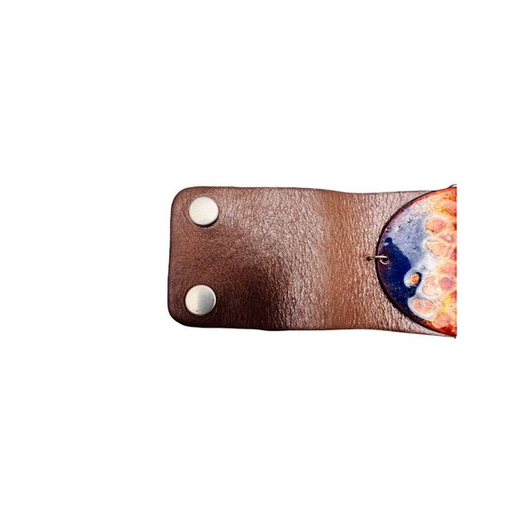 Leighelena Leather Copper Metallic Cuff Bracelet with Navy Blue - Picture 4 of 7